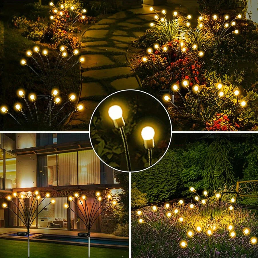 GLOWEEVEE 8 LED Solar Firefly Garden Lights - 4 Pack for Festive Outdoor Decor