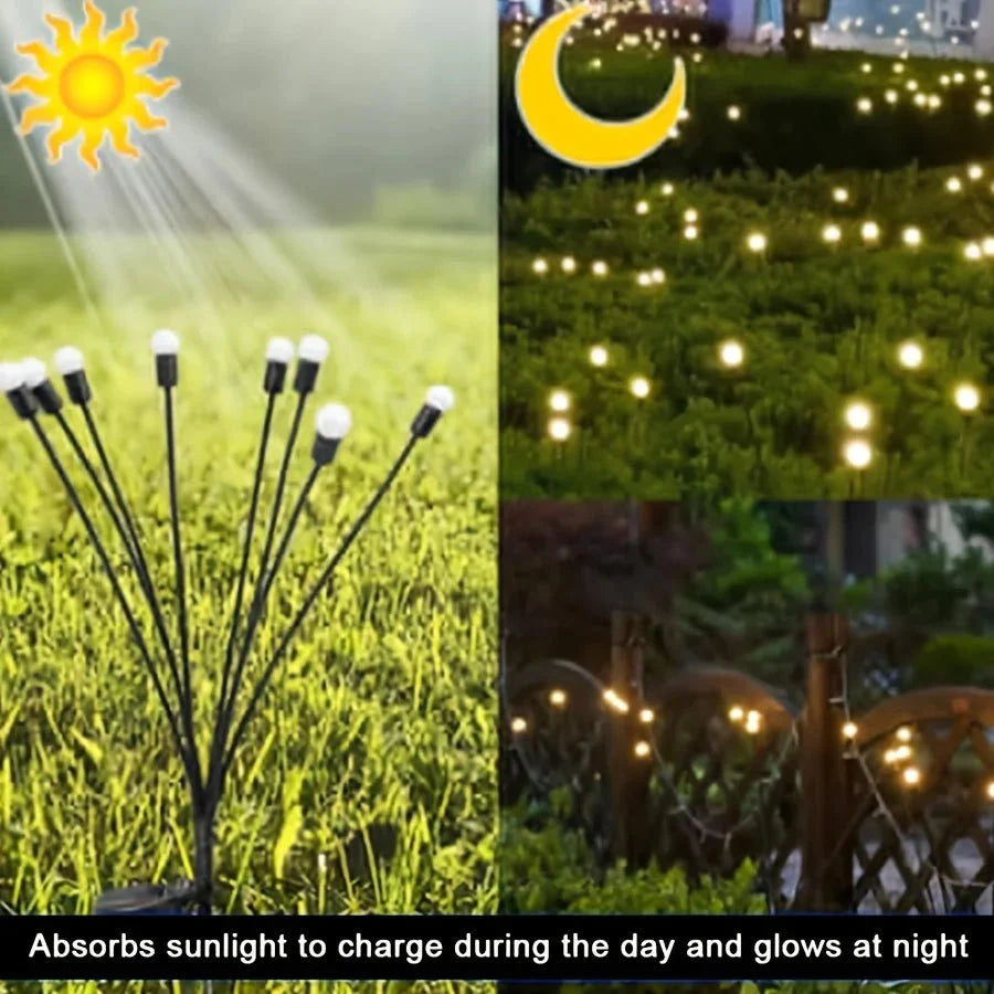 GLOWEEVEE 8 LED Solar Firefly Garden Lights - 4 Pack for Festive Outdoor Decor