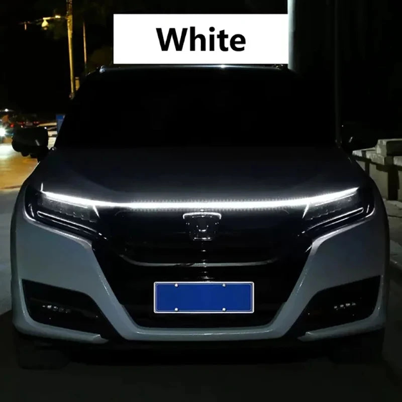 GLOWEEVEE LED Daytime Running Light Scan Starting Car Hood Decorative Lights DRL Auto Engine Hood Guide Decorative Ambient Lamp 12V