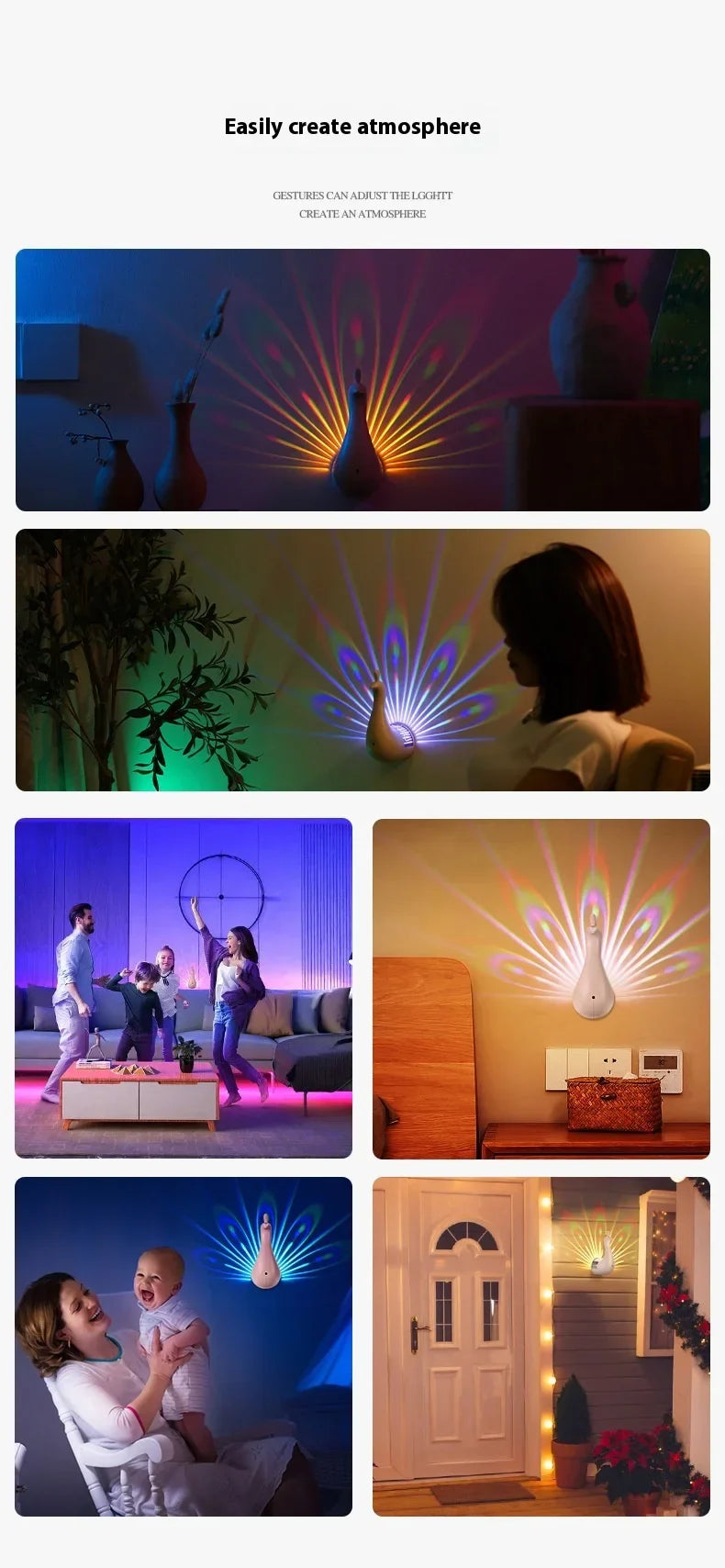 GLOWEEVEE Peacock Projection Lamp