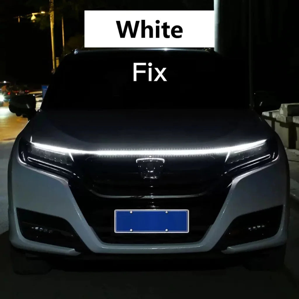 GLOWEEVEE LED Daytime Running Light Scan Starting Car Hood Decorative Lights DRL Auto Engine Hood Guide Decorative Ambient Lamp 12V