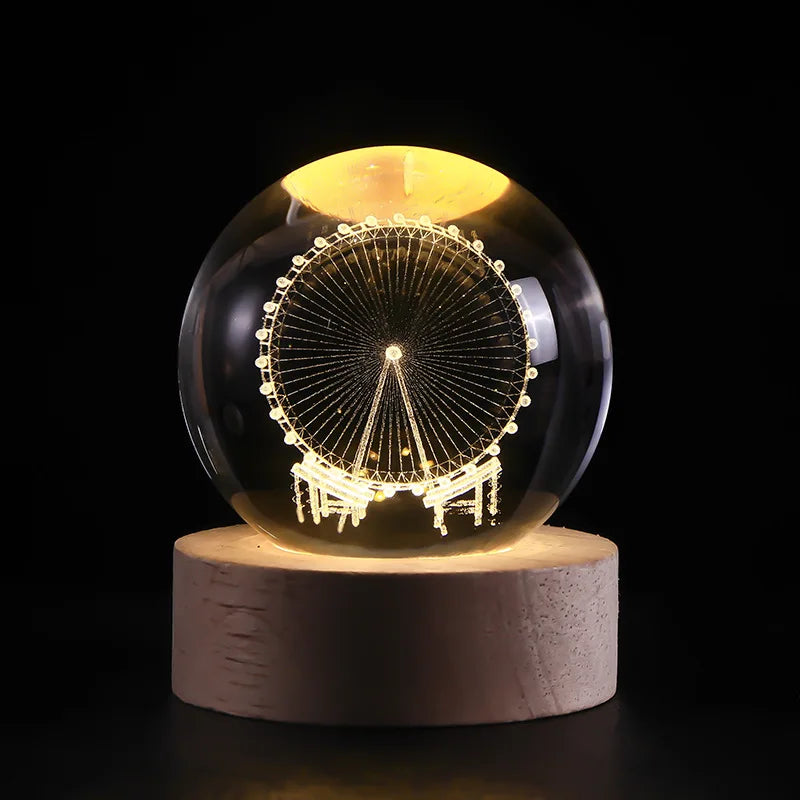 GLOWEEVEE 3D Crystal Ball Lamp with Galaxy and Planetary Projections USB Night Light for Cozy Atmosphere plasma ball