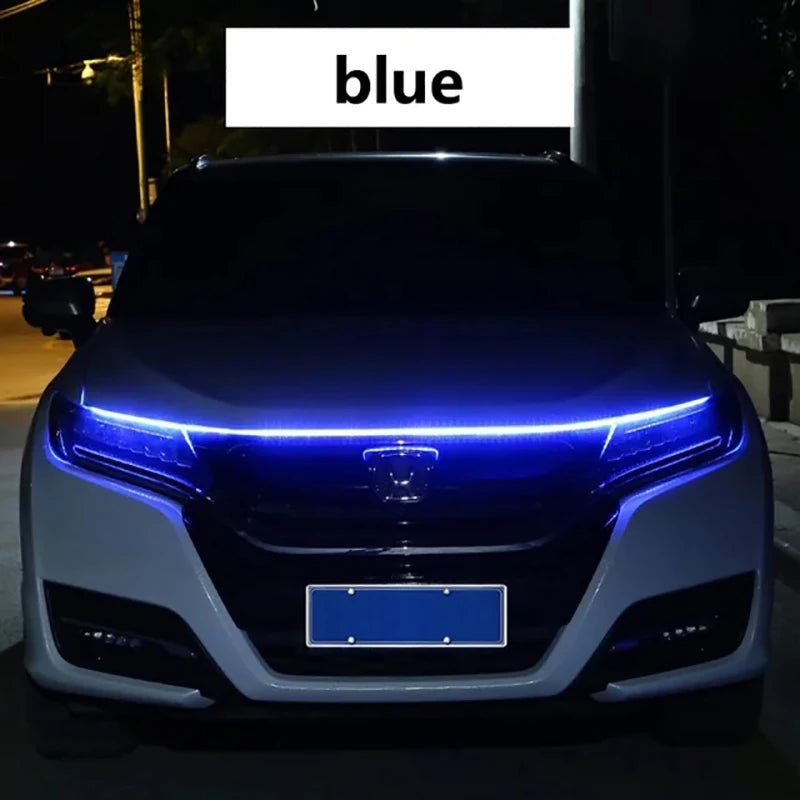 GLOWEEVEE LED Daytime Running Light Scan Starting Car Hood Decorative Lights DRL Auto Engine Hood Guide Decorative Ambient Lamp 12V