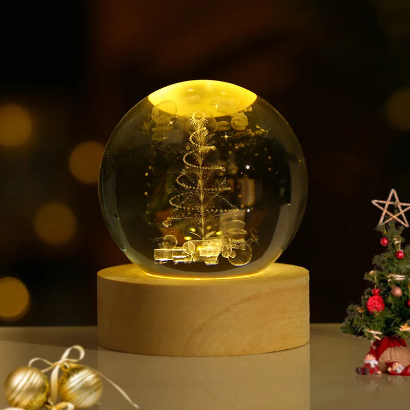 GLOWEEVEE 3D Crystal Ball Lamp with Galaxy and Planetary Projections USB Night Light for Cozy Atmosphere plasma ball