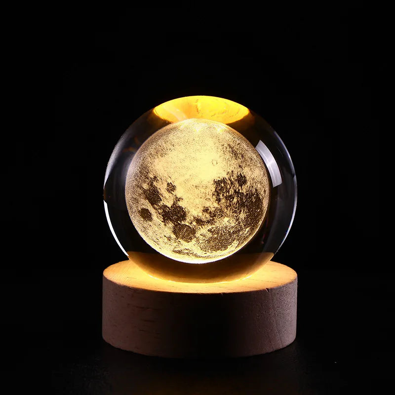 GLOWEEVEE 3D Crystal Ball Lamp with Galaxy and Planetary Projections USB Night Light for Cozy Atmosphere plasma ball