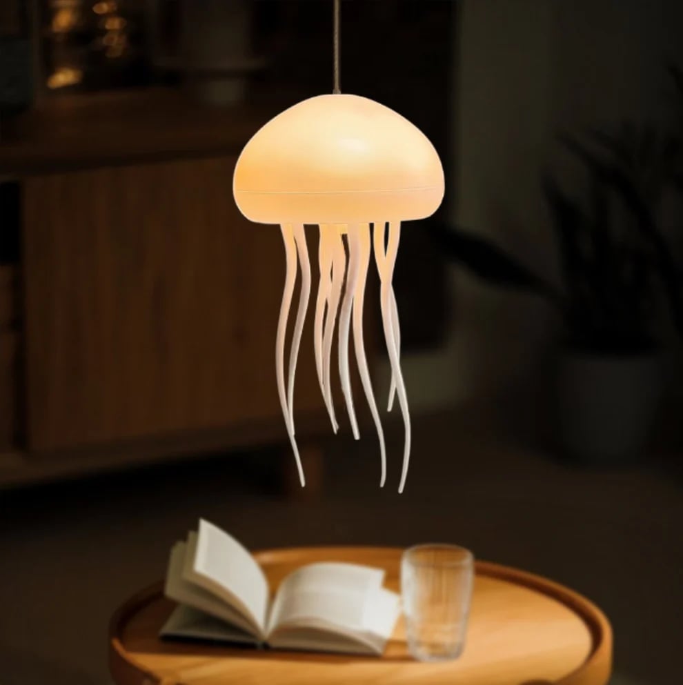 GLOWEEVEE RGB Gradient Jellyfish Bedside Lamp Rechargeable Desk Lamp with Dancing Legs and Touch Sensor Voice Control